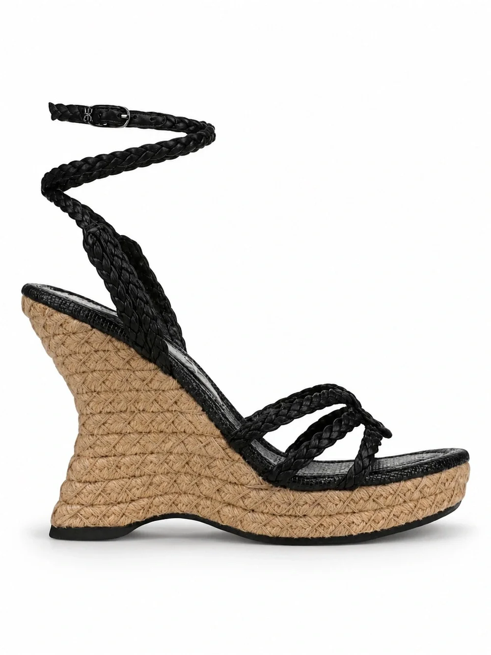 Sam Edelman Black Mindie Espadrille Ankle Strap Platform Wedge Sandals Size 7
